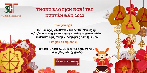 TÚI NIÊM PHONG 3TH THÔNG BÁO NGHỈ TẾT NGUYÊN ĐÁN QUÝ MÃO 2023